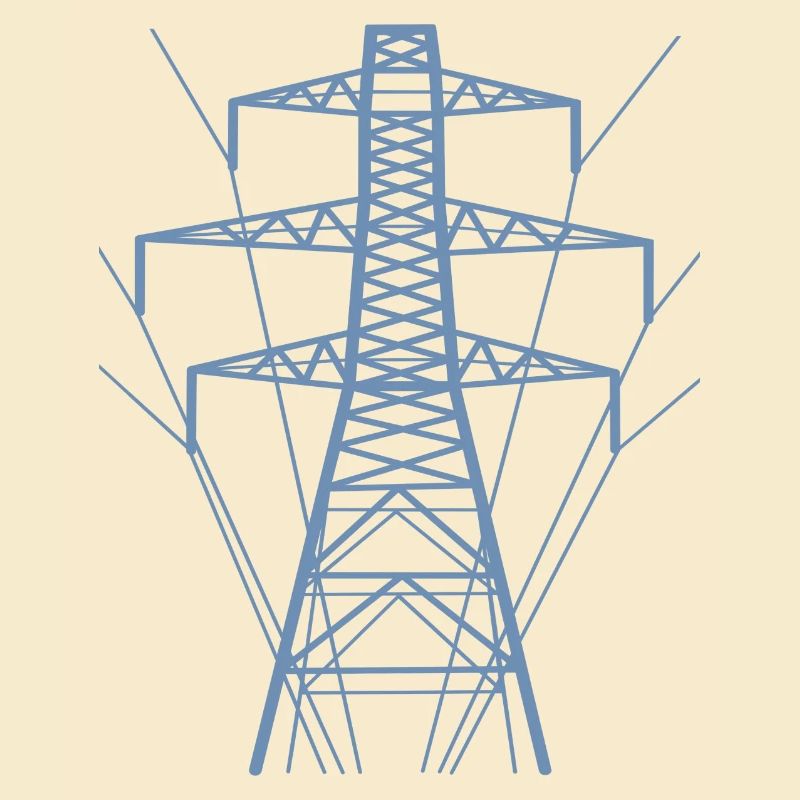 Weiße Strommast-Silhouette