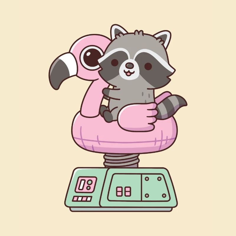 Cute Raccoon On Flamingo Pool Float Ride Machine