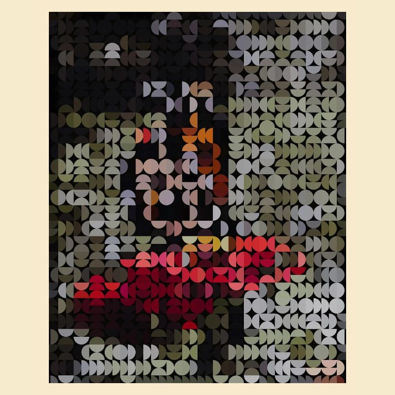 Mosaic Blossom Portrait in Semicircle Pattern