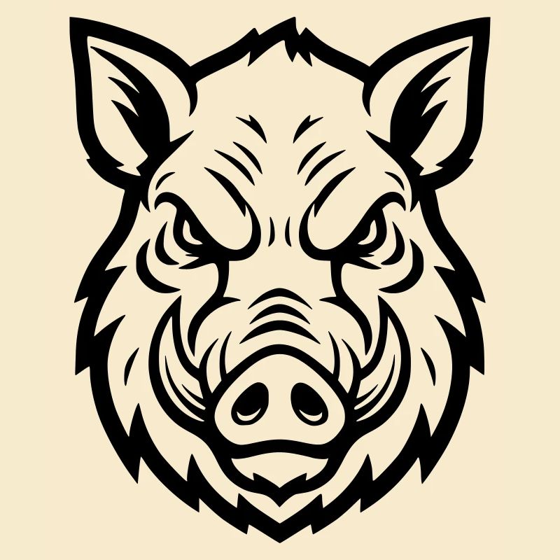 Wildschwein Kopf Keiler Aggressiv Vektor
