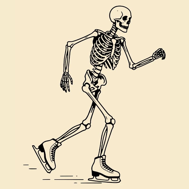 Skeleton is iceskating 