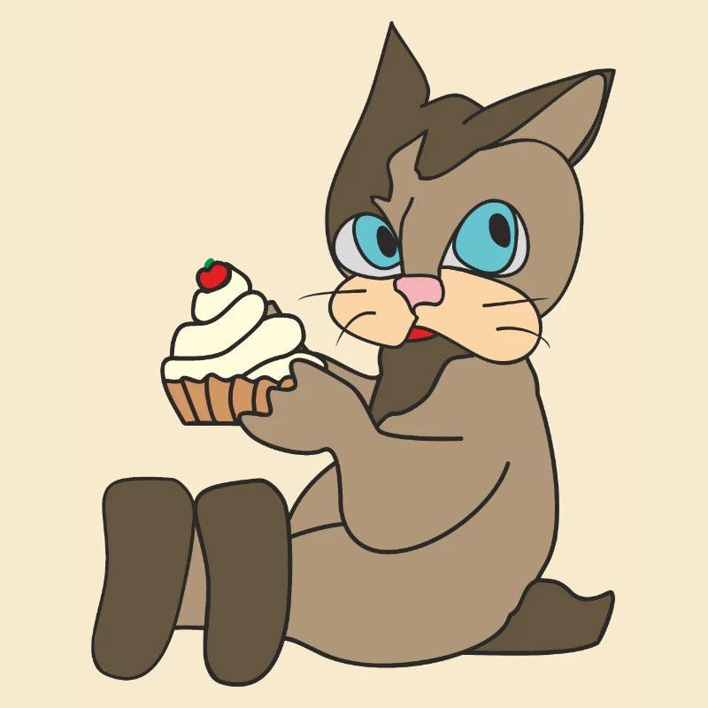 Chat avec cupcake