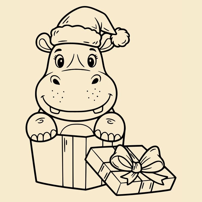 Weihnachts-Nilpferd mit Geschenken