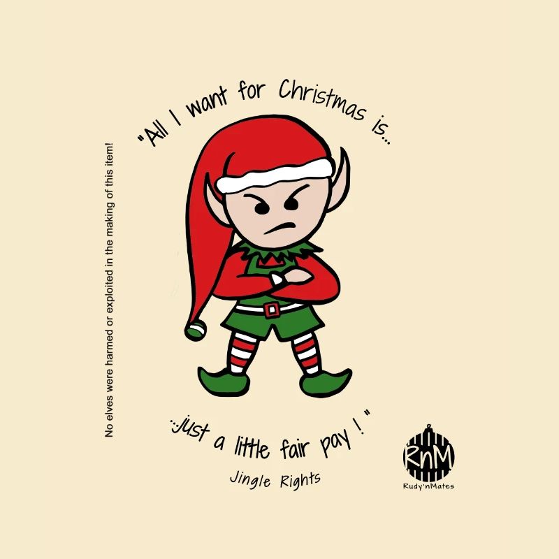 Jingle Rights, a jingling, unionized elf!