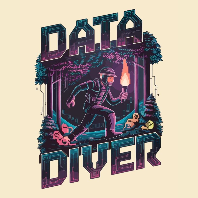 Data Diver Cyber Explorer Rétro Tech Artwork