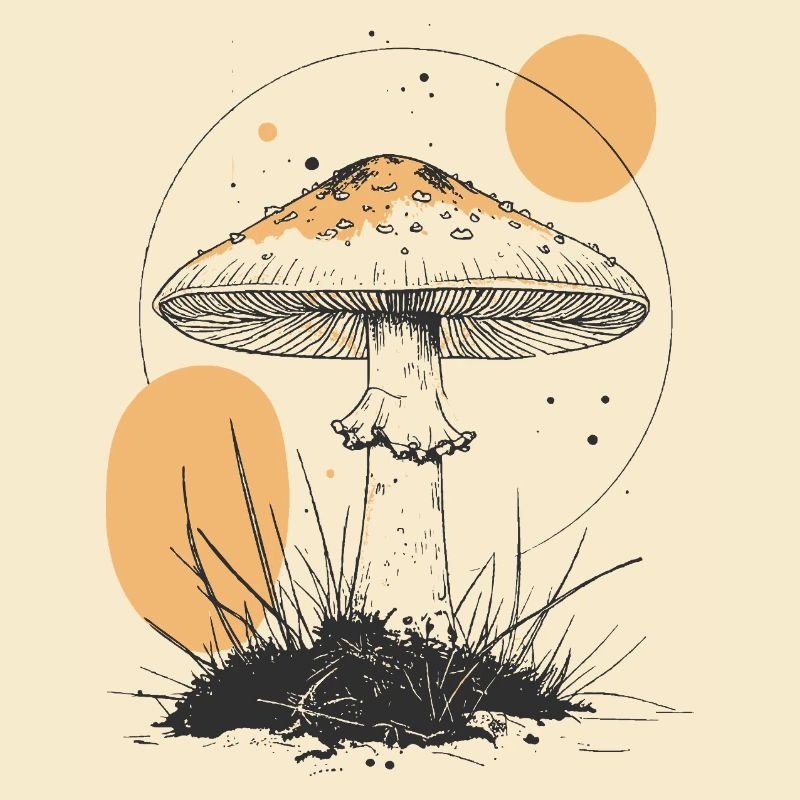 Silhouette de champignon de la forêt de clair de lune