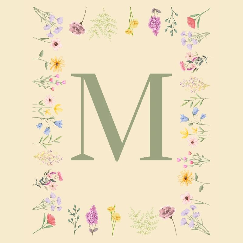 Initiale M Blumen Monogramm