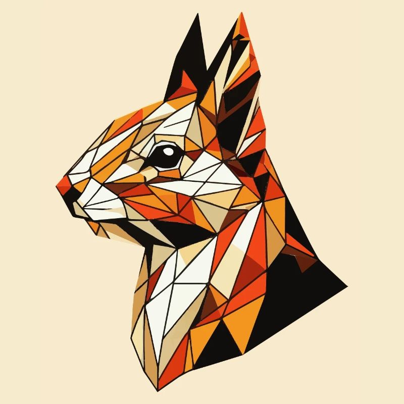 Squirrel Illustration Triangles Geometric