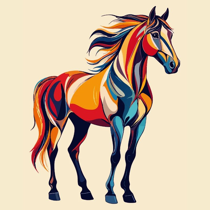 Explosion de couleurs Motif abstrait de cheval coloré