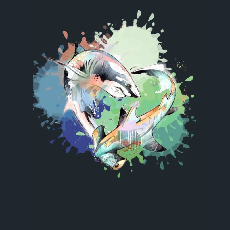 Requin, requins, poisson, requin-marteau, graffiti, coloré