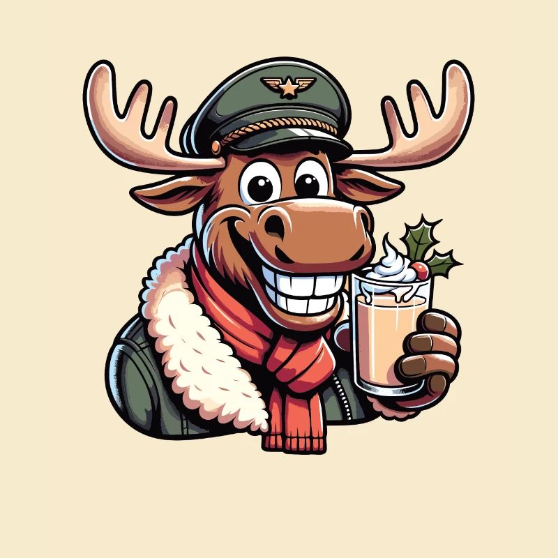 Moose Rudolph Pilot Pilot Hat boit du lait de poule