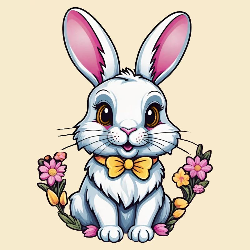Lapin avec des fleurs