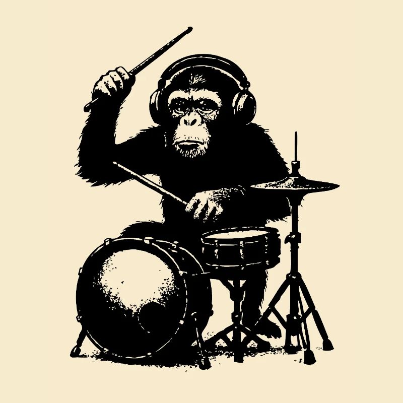 Grim monkey on drums