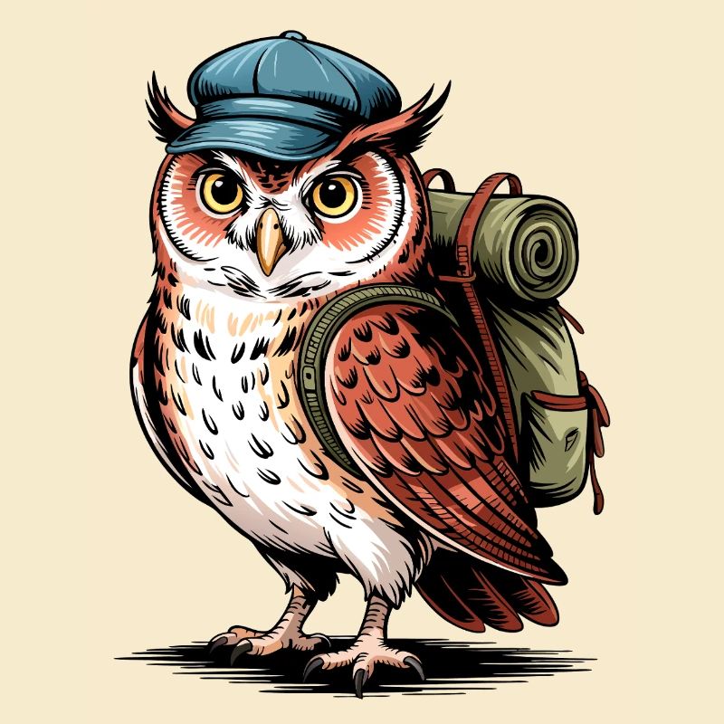 Abenteuer Eule mit Rucksack