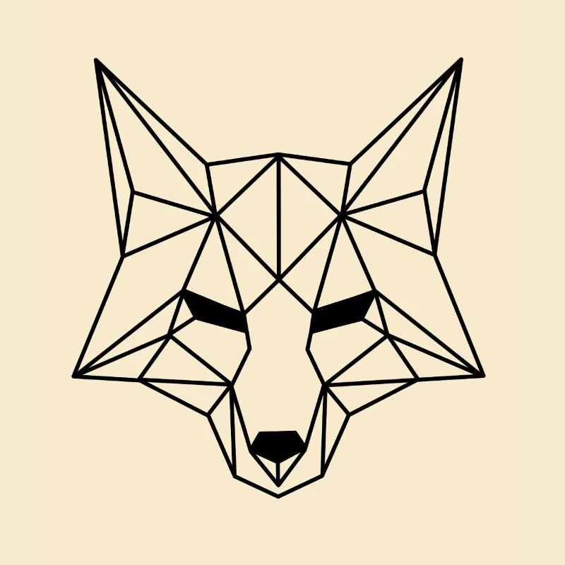 Black White Fox Illustration Polygon Design