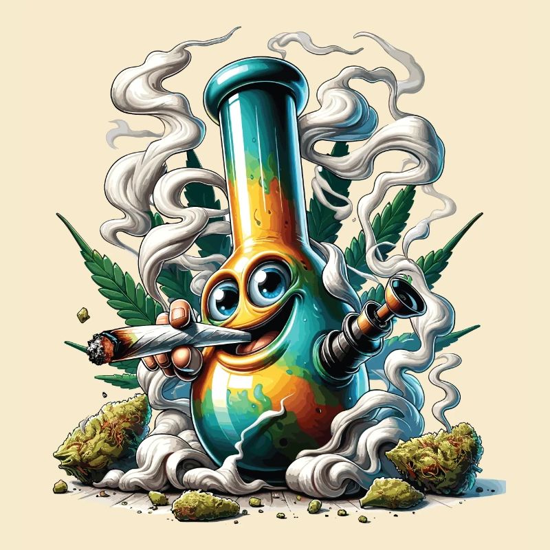 Eine Bong, die einen Cannabis-Joint raucht