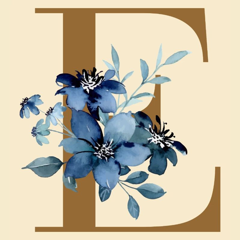E floral – Lettre dorée avec des fleurs