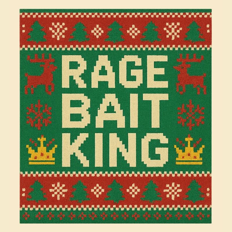 Rage Bait King Ugly Sweater Style, Funny Meme 