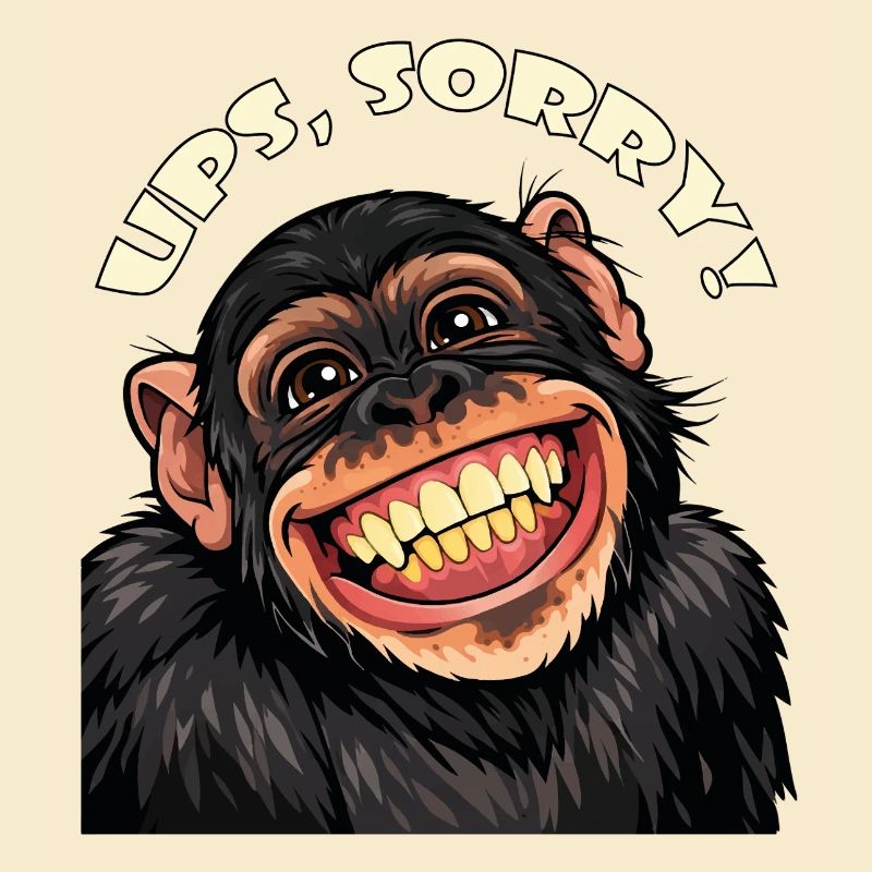 Oops, sorry! Funny Grinning Cartoon Monkey