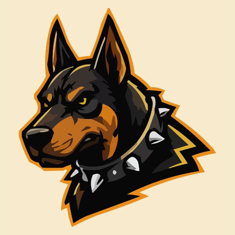 Dobermann mit Stachelkragen