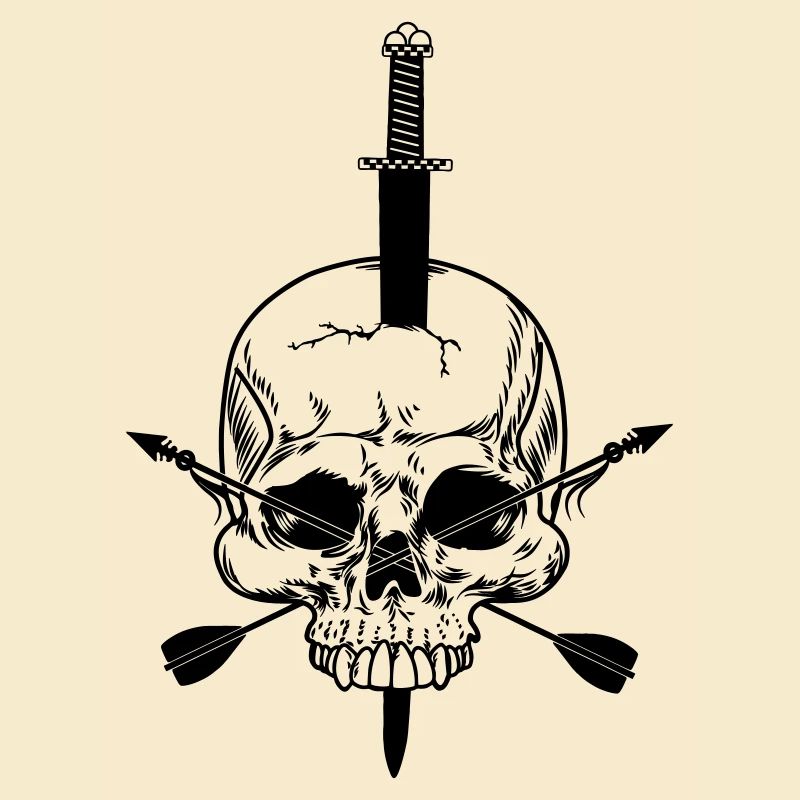 Crâne percé d’épée et de deux flèches