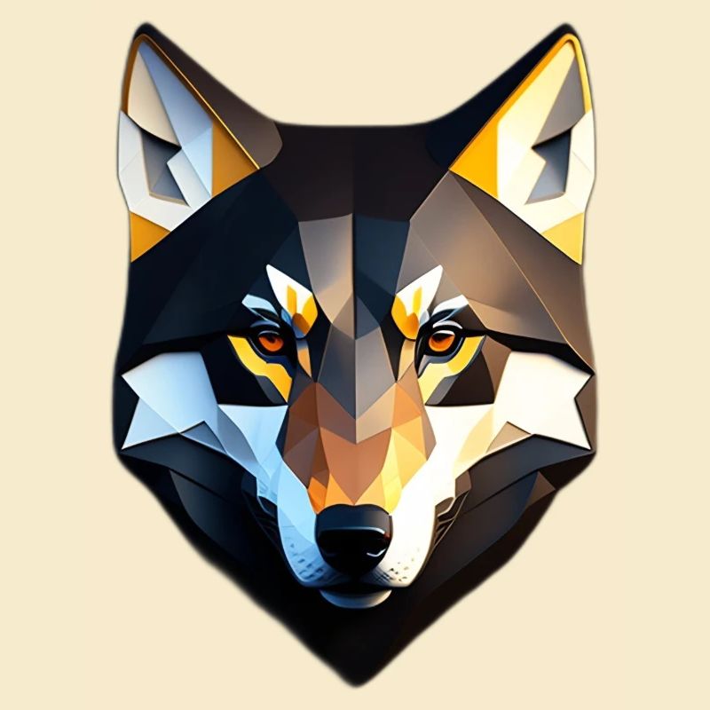 Low Poly Wolf Face Design