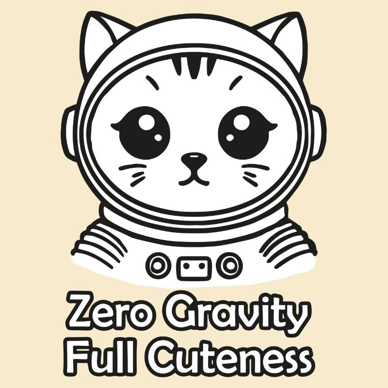 Chat de l’espace - Gravité zéro, design entièrement mignon