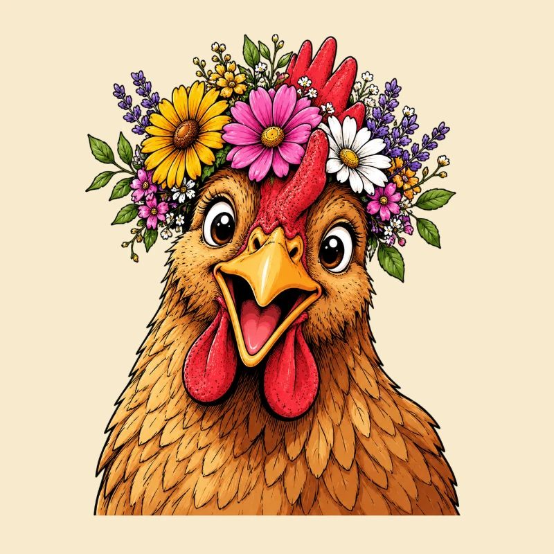 Poulet décoré de fleurs