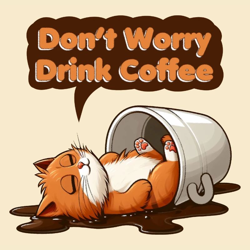 Don't Worry Drink Coffee Cat Funny Animals