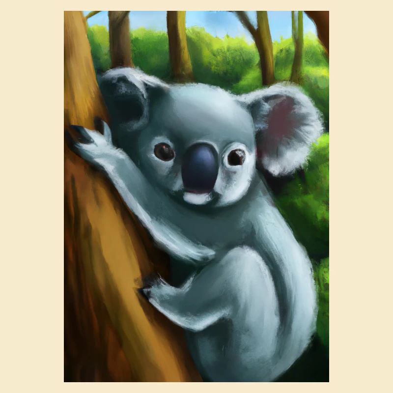 Ein Koala hängt an einem Baum