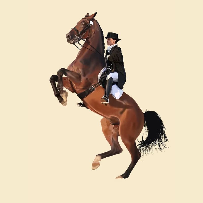 Cavalier élégant sur cheval cabré