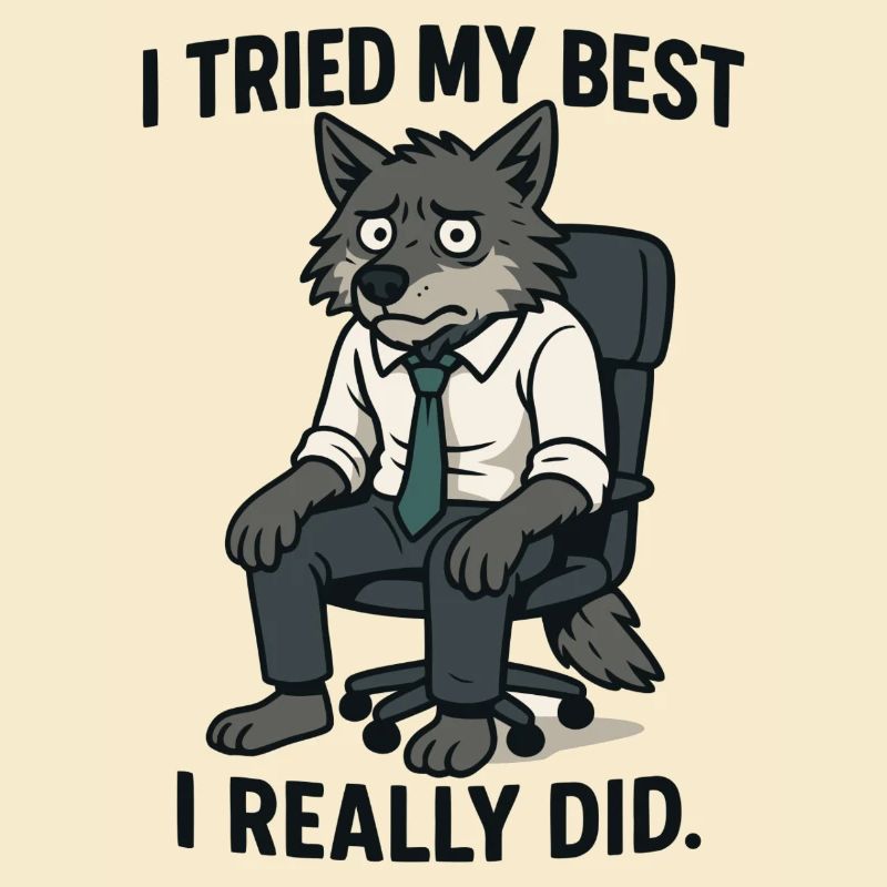 Office wolf with tie
