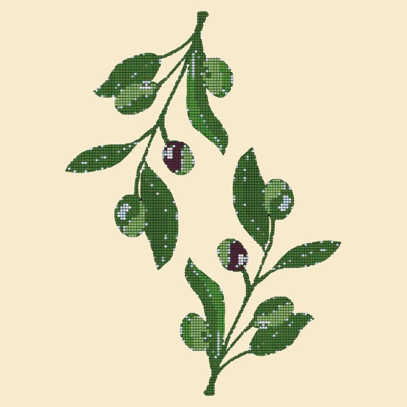 olive branches Mosaic Green