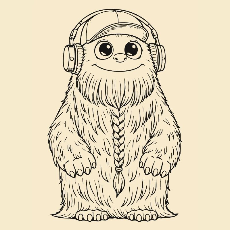 Fluffo with braid front - Fluffonster design black