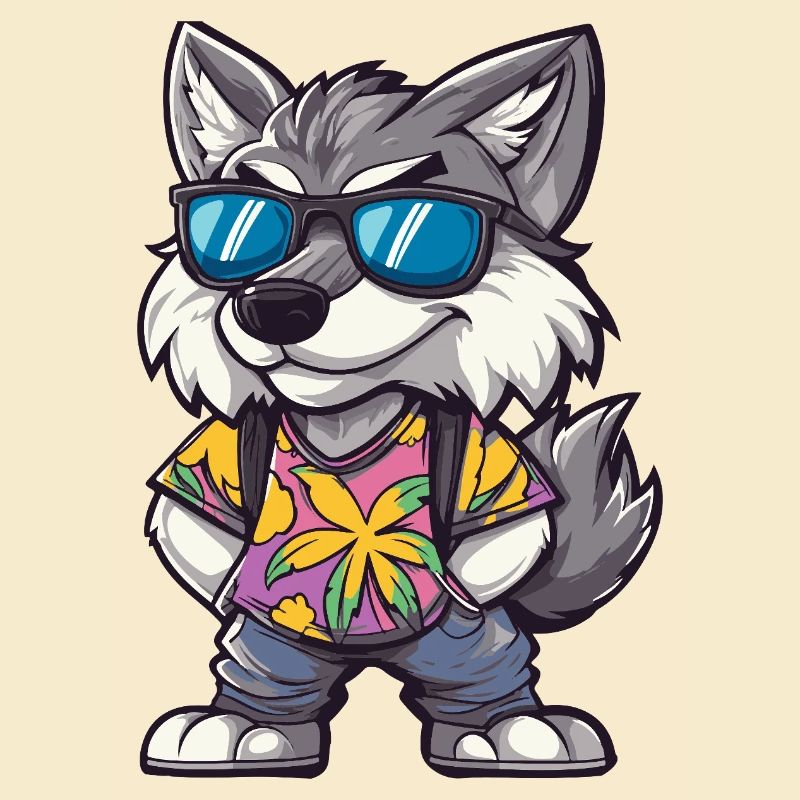 Wolf Comic Urlaub