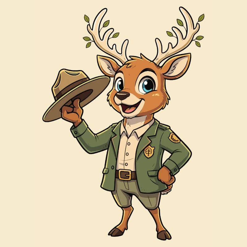 Cerf garde forestier du sentier forestier