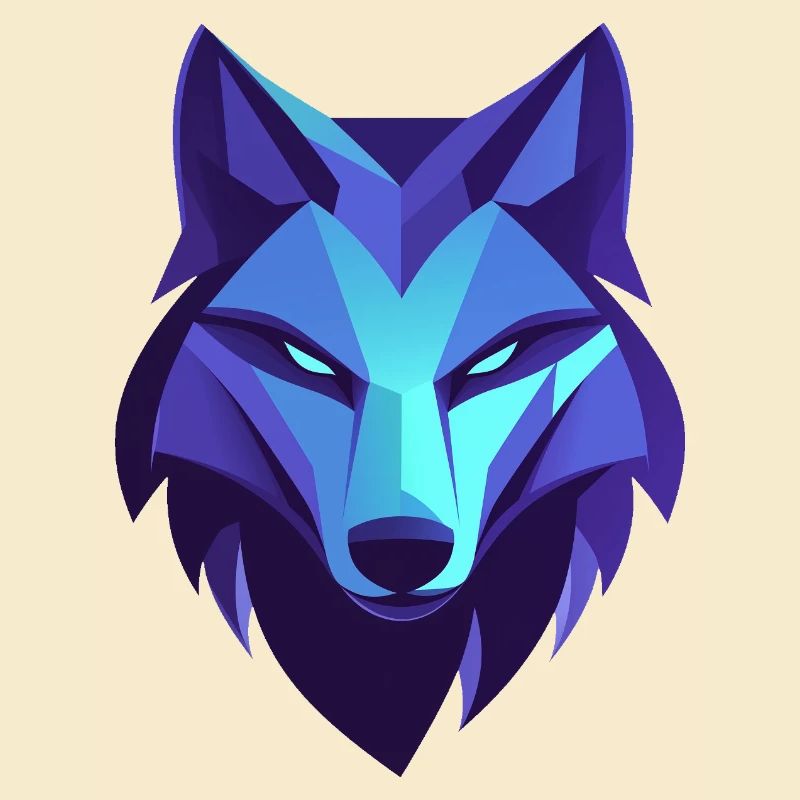 Geometric Calm Wolf Logo, Wolf Emblem