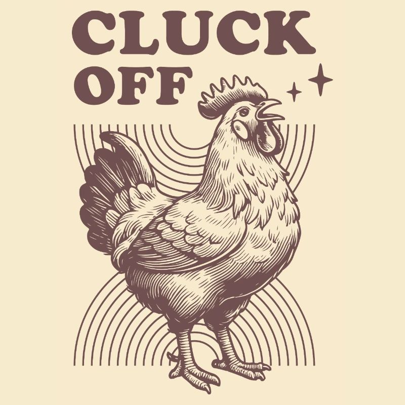 Humorous chicken with text