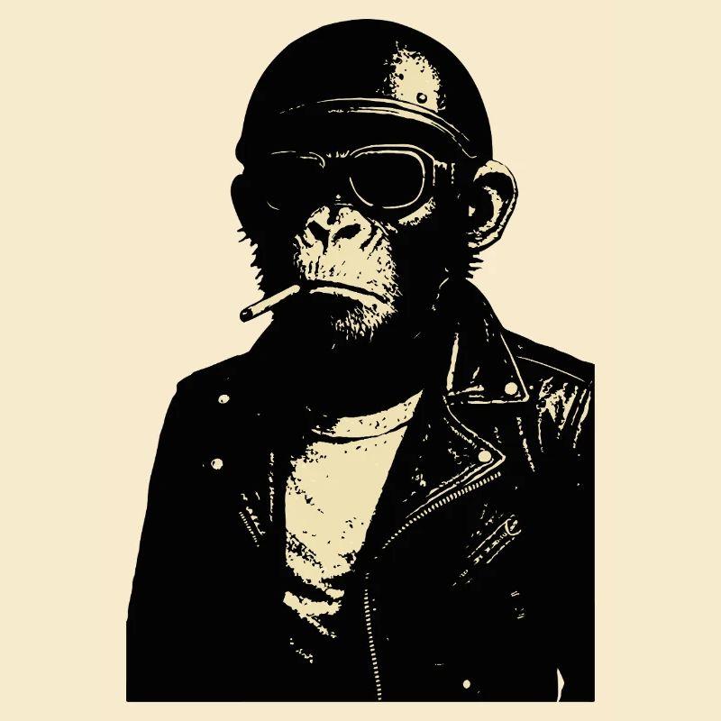 monkey with googles and helmet in Leather Jacket