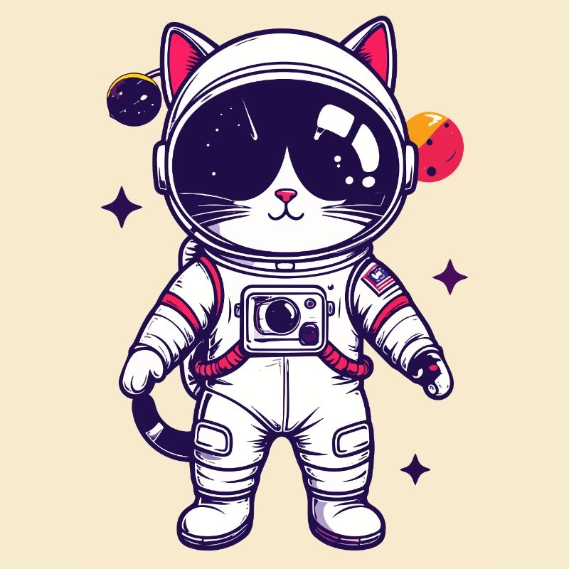 Motif du chat de l’espace en costume d’astronaute