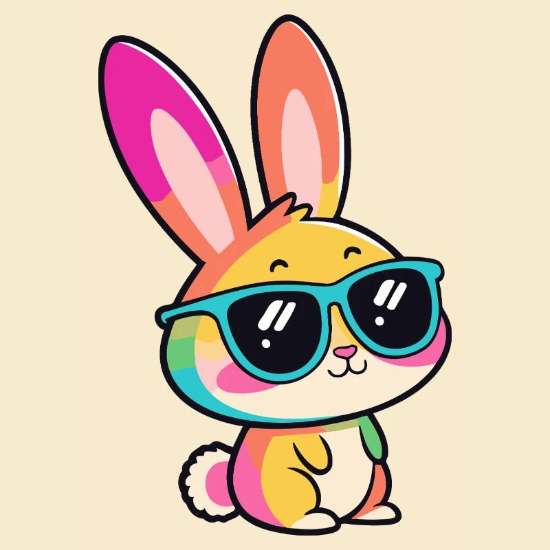 Rainbow Rabbit in Glasses