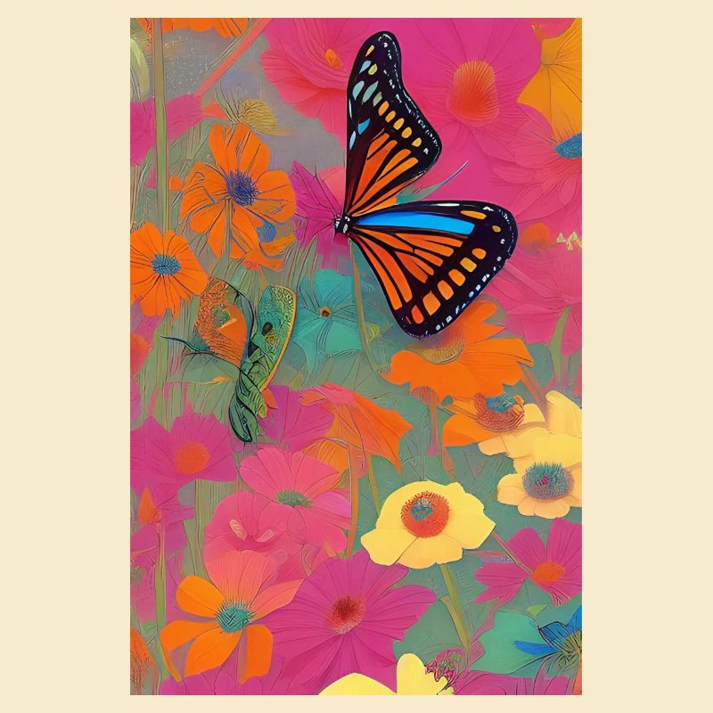 Fleurs et papillon