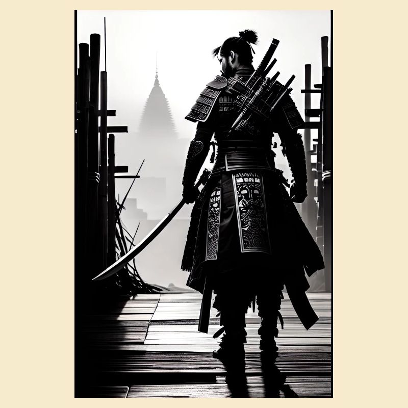 Samurai Schwarz und Weiß Design