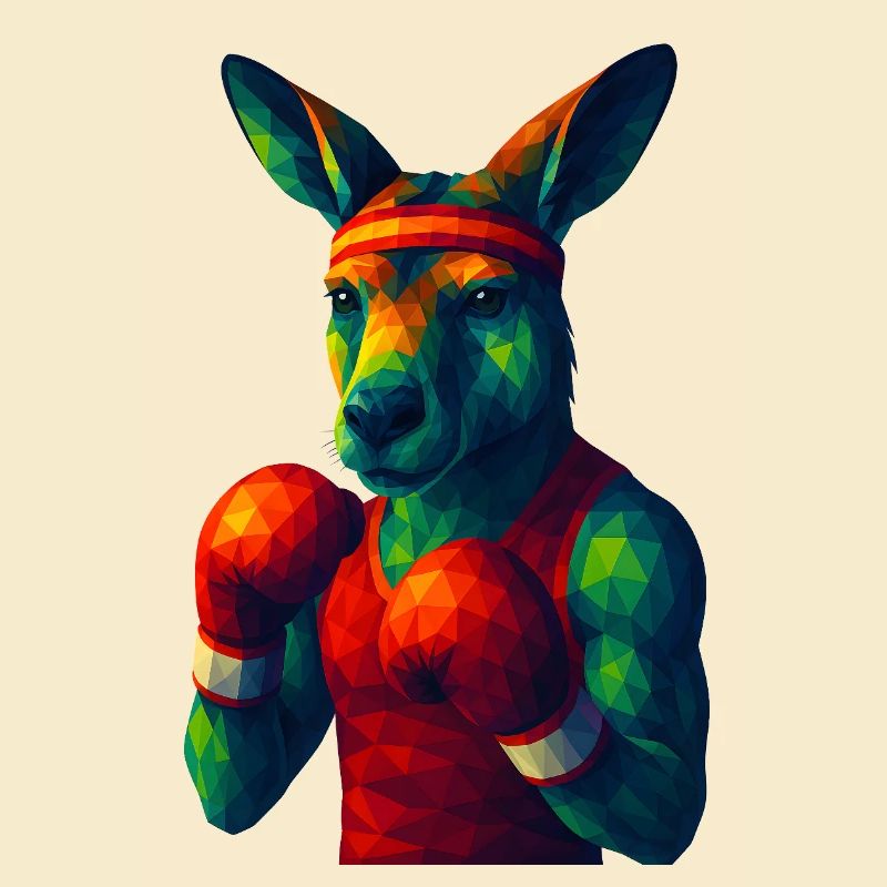 WPAP Style Animals - Kangaroo Boxer in Pose