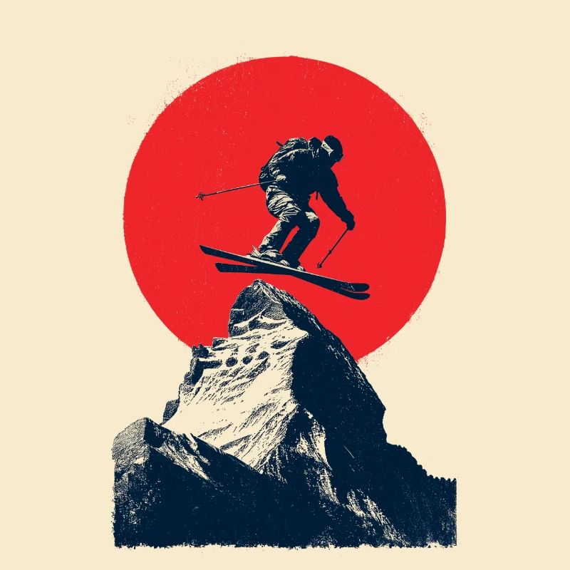 Saut à ski sur des sommets rocheux