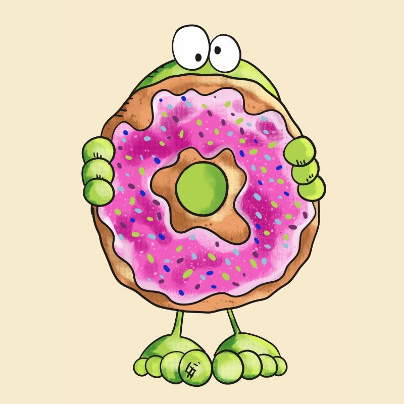 Frosch versteckt sich hinter Donut - Cookie