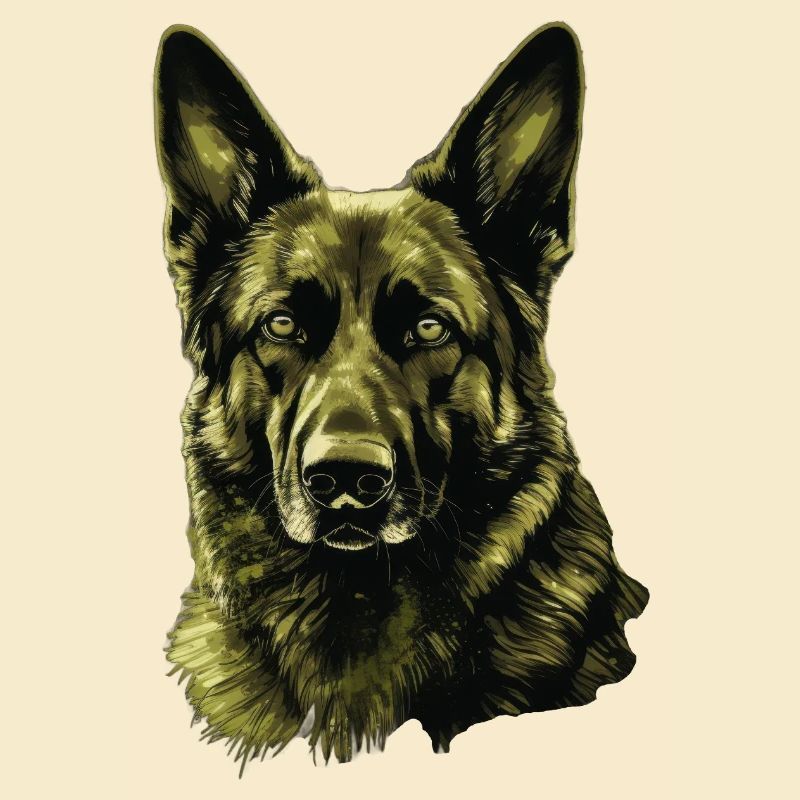 German Shepherd Portrait Green