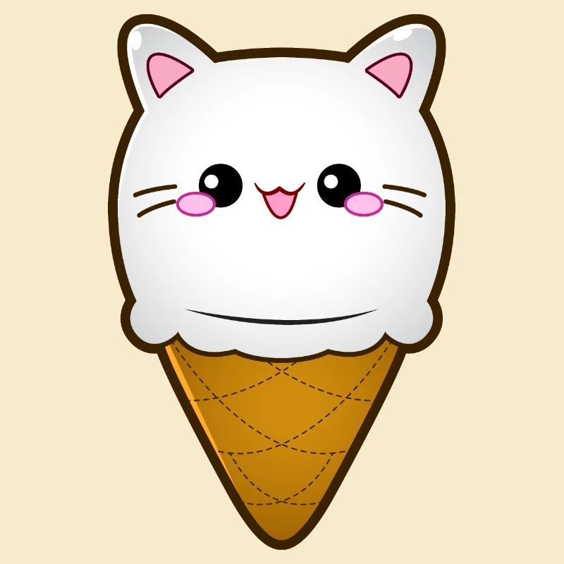 Ice Cream Cat Eiscreme Eis Katze Vanille Eiskugel