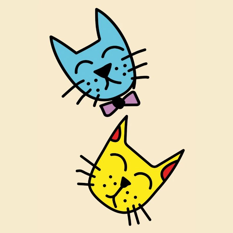Duo de chats couleurs pastel