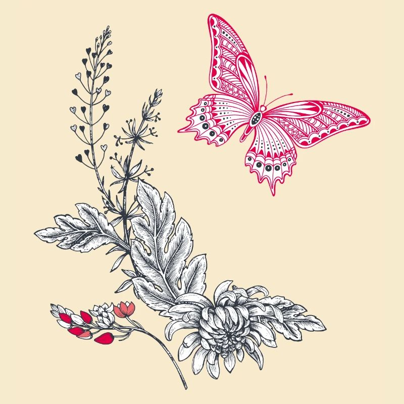 Fleur avec papillon